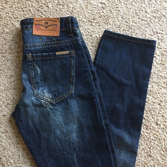 NWOT DSquared Slim Distressed Paint Denim Jeans - Picture 2 of 12